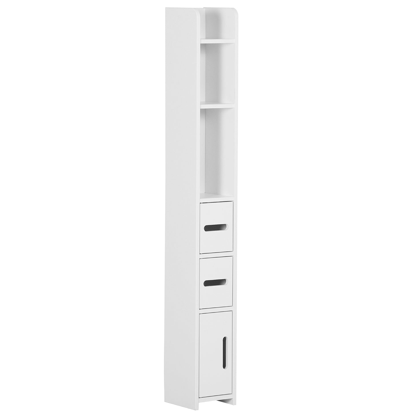 Modern Bathroom Storage Cabinet, Freestanding Tall Bathroom Cabinet with Open Shelves and 3 Cupboards with Door