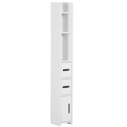 Modern Bathroom Storage Cabinet, Freestanding Tall Bathroom Cabinet with Open Shelves and 3 Cupboards with Door