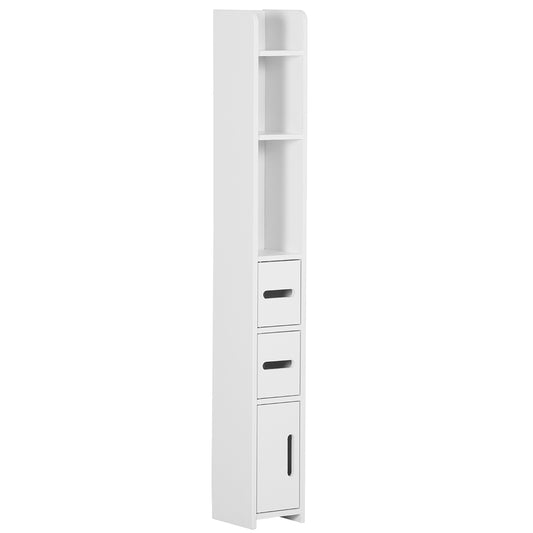 Modern Bathroom Storage Cabinet, Freestanding Tall Bathroom Cabinet with Open Shelves and 3 Cupboards with Door