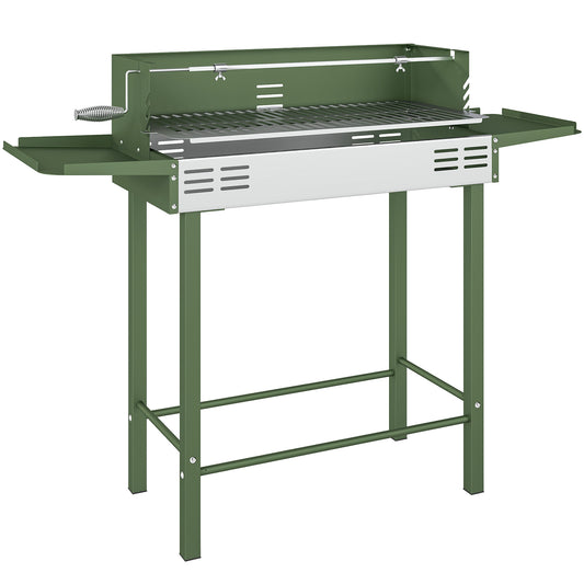 BBQ Rotisserie Grill Roaster Charcoal Spit Roasting Machine for Chicken Turkey with 3-Level Grill Grate, Side Shelves