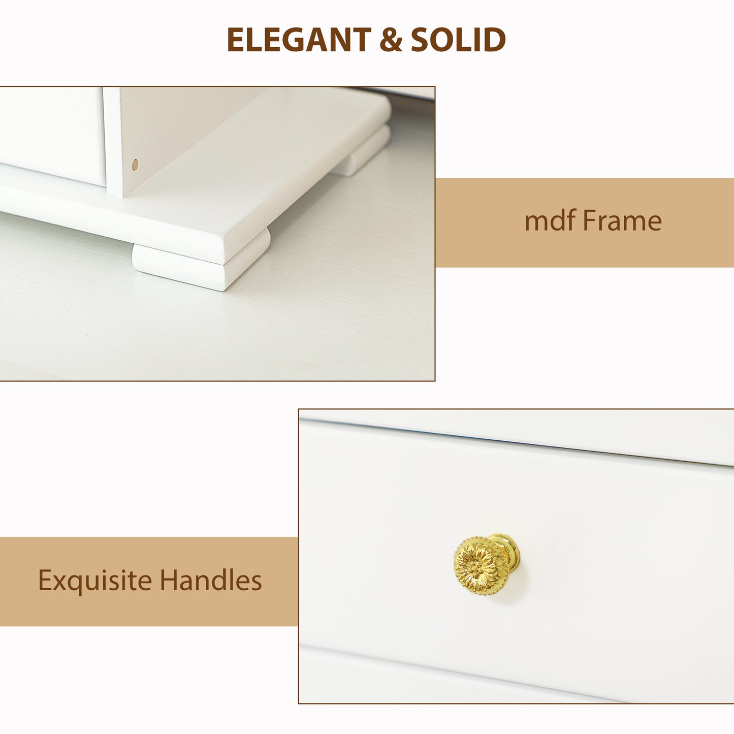 4-Tier Jewellery Box with Mirror and 3 Drawers - White
