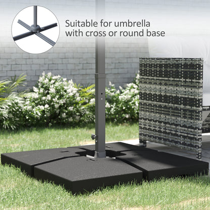 4 Pieces Fillable Parasol Base, Heavy Duty Umbrella Weights for Cross Stand, Square Holder for Cantilever Parasol
