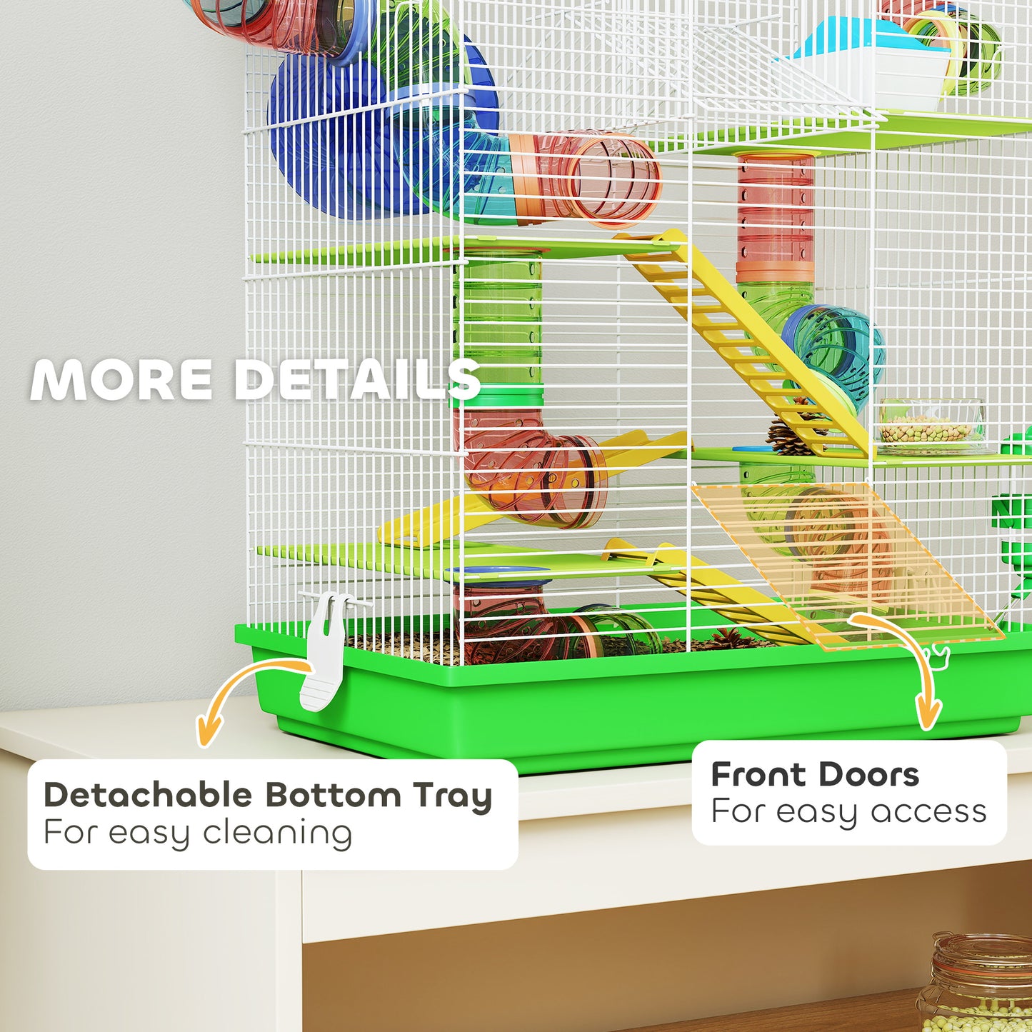 Hamster Cage, 5 Tier Carrier Habitat with Exercise Wheels Tunnel Tube Water Bottle Dishes House Ladder