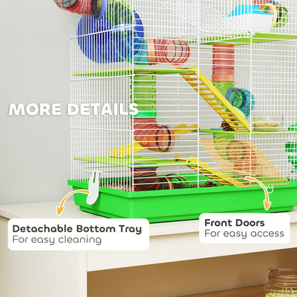 Hamster Cage, 5 Tier Carrier Habitat with Exercise Wheels Tunnel Tube Water Bottle Dishes House Ladder