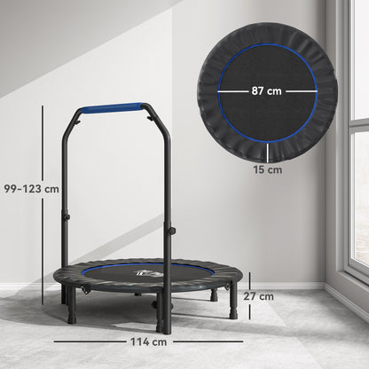 45" Foldable Mini Fitness Trampoline, with Adjustable Foam Handle, Blue