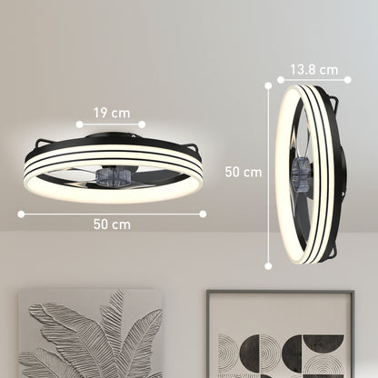 Ceiling Fans with Lights and Remote & App Control, 50cm LED Ceiling Fan Light with 3 Colour Temperatures, 6 Speed, Black