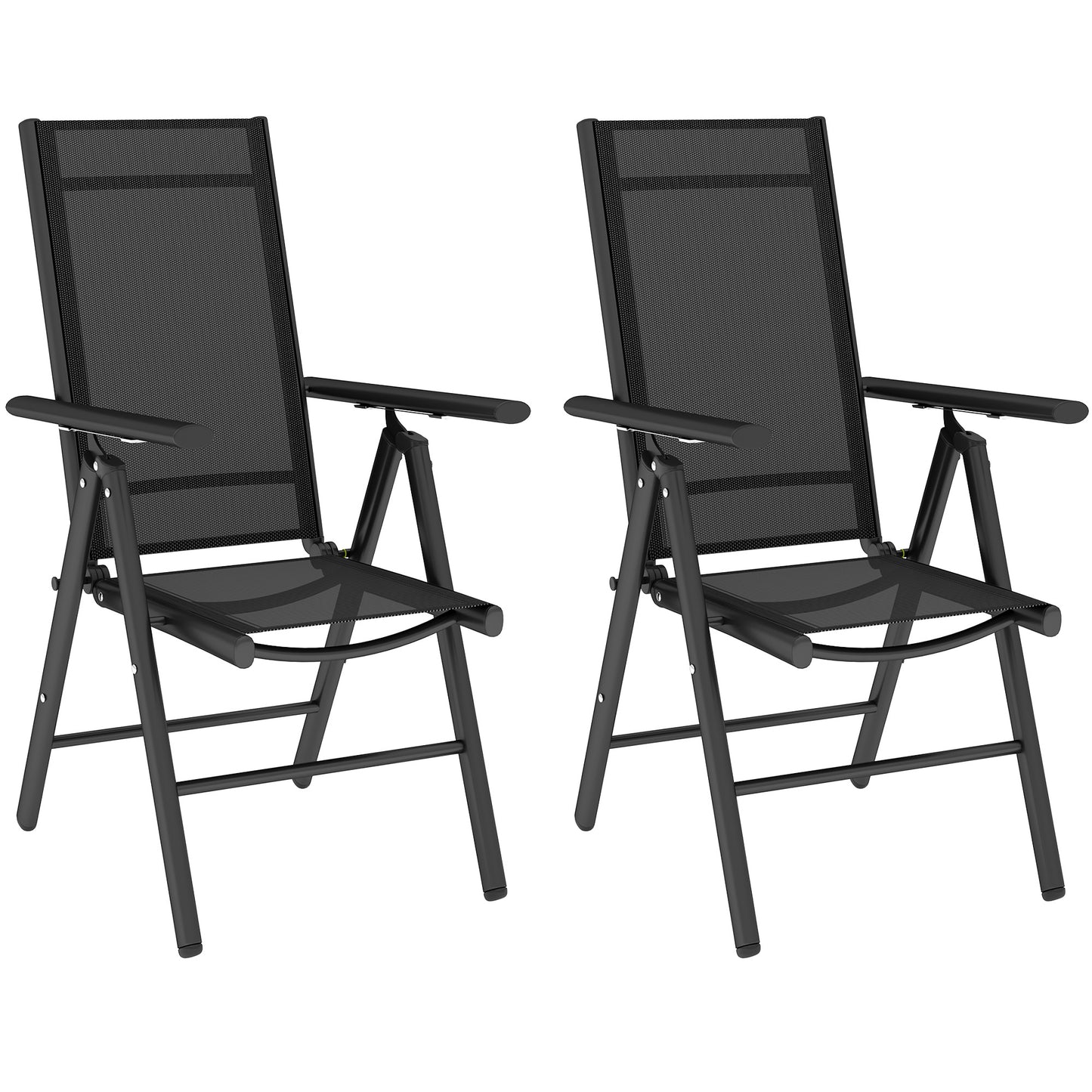 Set of 2 Folding Garden Chairs, Aluminium Frame Outdoor Dining Chairs with Breathable Mesh Back and Seat