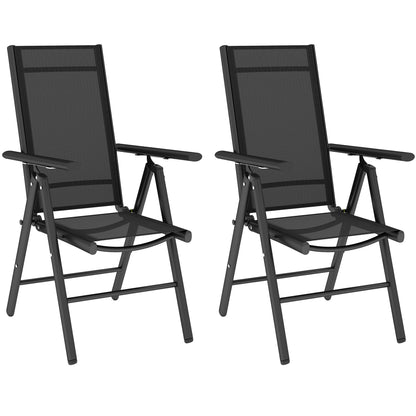 Set of 2 Folding Garden Chairs, Aluminium Frame Outdoor Dining Chairs with Breathable Mesh Back and Seat