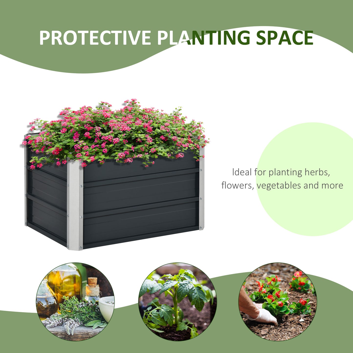 108L Raised Garden Bed, Galvanized Steel Elevated Planter Box w/ Installation Gloves for Backyard, Patio to Grow Vegetables