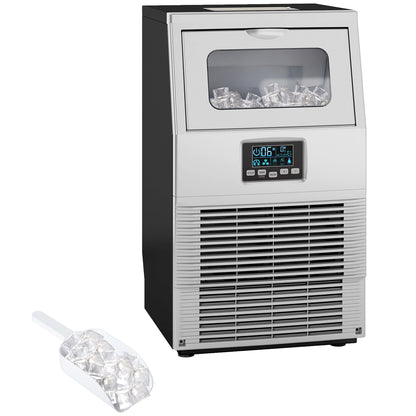 Commercial Ice Maker with 4kg Ice Storage - Silver Tone