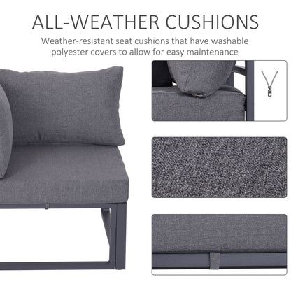 5 Seater Aluminium Garden Furniture Set, Garden Sofa Set with Thick Cushions for Patio and Balcony, Outdoor, Grey