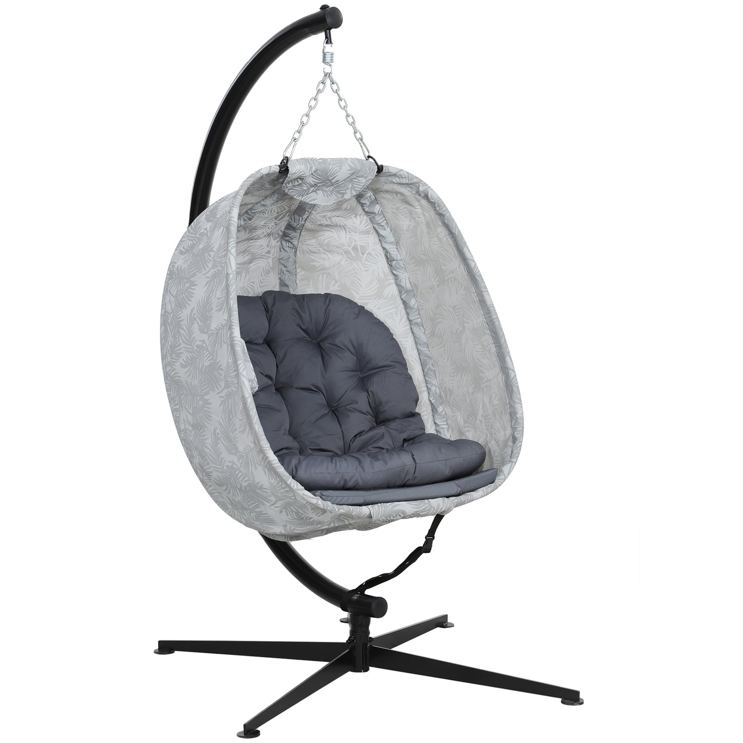 Hanging Egg Chair Outdoor Indoor Garden Swing Chair with Folding Basket, Garden Hanging Chair with Stand, Thickened Cushion