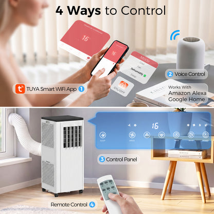 7,000 BTU App-Controlled Mobile Air Conditioner, 15m² Radius - White