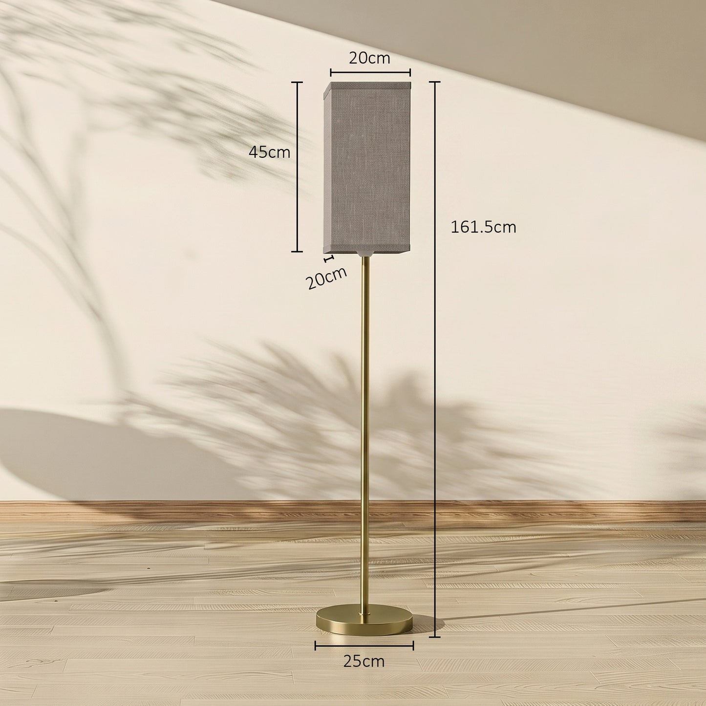 Floor Lamp, Modern Standing Lamp with Linen Shade and Foot Switch, Tall Lamps for Bedroom, Bulb not Included, Gold Tone
