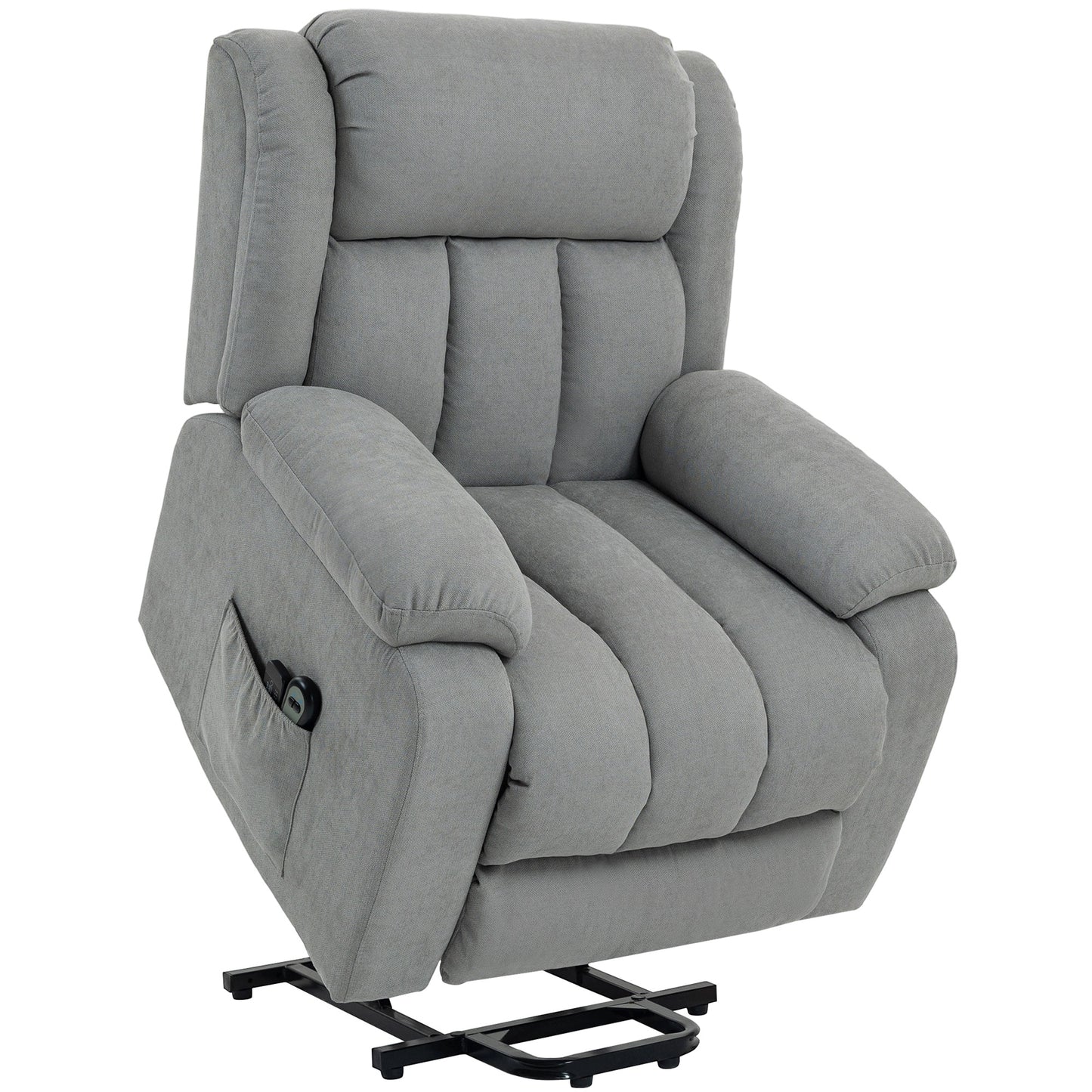 Power Lift Recliner Chair with Vibration Massage, Lift Chair for Elderly with Footrest, Remote, Side Pocket, Light Grey