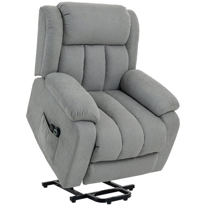 Power Lift Recliner Chair with Vibration Massage, Lift Chair for Elderly with Footrest, Remote, Side Pocket, Light Grey