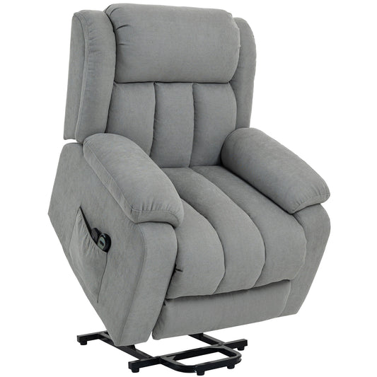 Power Lift Recliner Chair with Vibration Massage, Lift Chair for Elderly with Footrest, Remote, Side Pocket, Light Grey