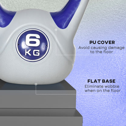 Kettlebell, 6kg Kettle Bells with Handle for Home Gym Weight Lifting and Strength Training, Purple and Grey