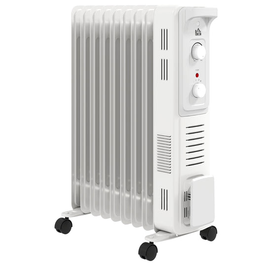 2000W Quiet Oil Filled Radiator, 9 Fin Energy Efficient Portable Electric Heater with 3 Heat Settings, Adjustable Thermostat
