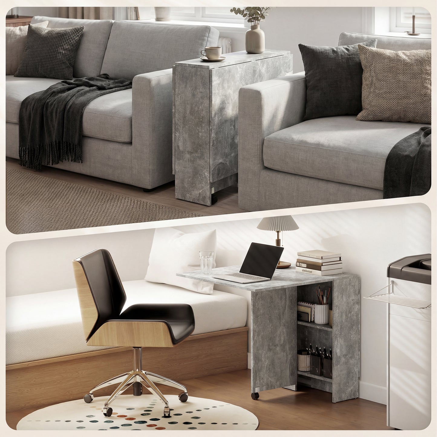 80-140 cm Folding Dining Table for 4-6 People, Drop Leaf Table with 2-Tier Shelves, Rolling Casters, for Small Spaces