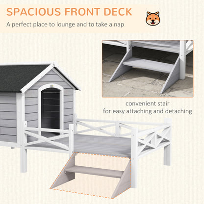 Small/Medium Dog House with Porch, Grey