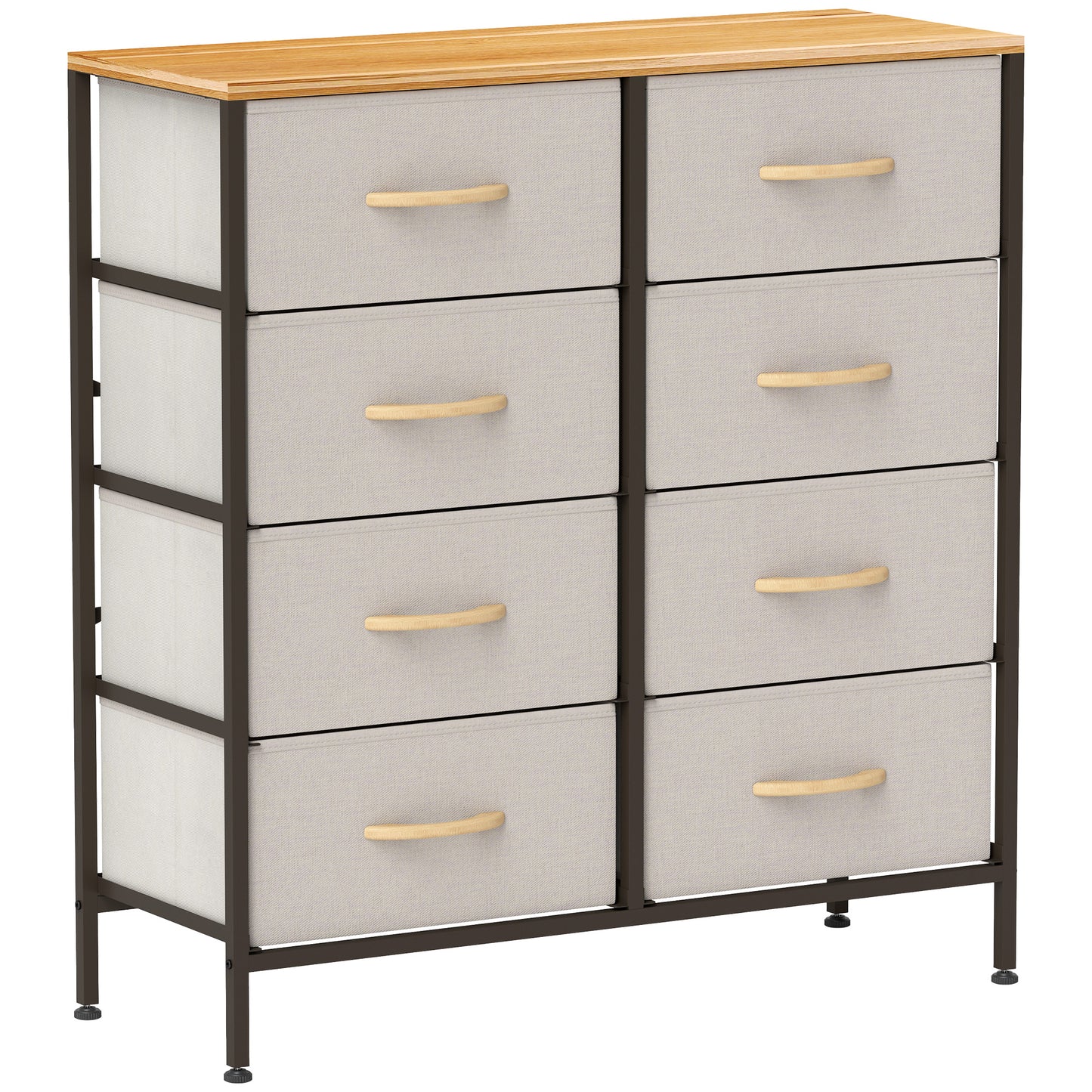 Fabric Chest of Drawers, Industrial Bedroom Dresser with 8 Fabric Drawers, Steel Frame and Wooden Top for Nursery