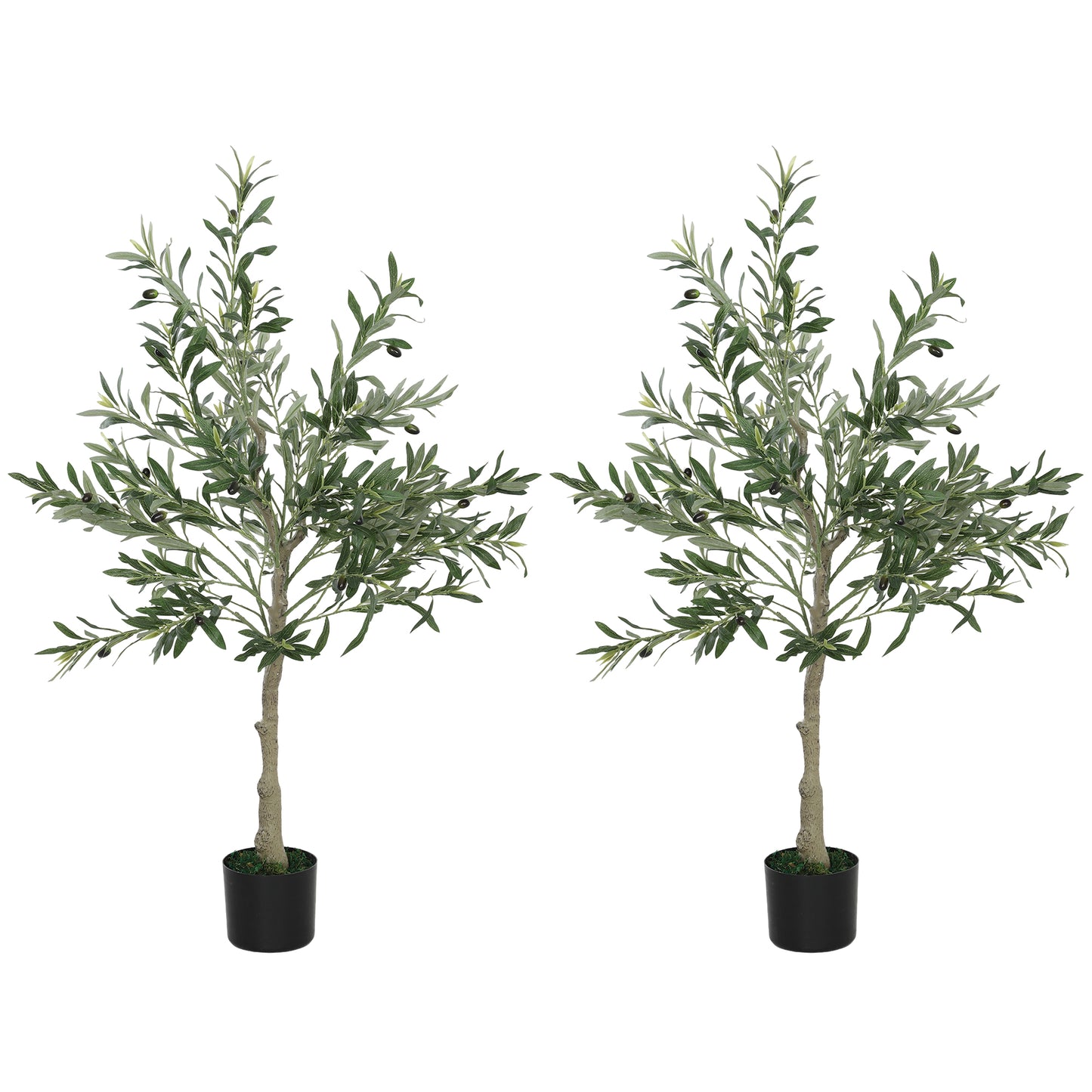 Set of Two Silk Leaf Artificial Olive Trees