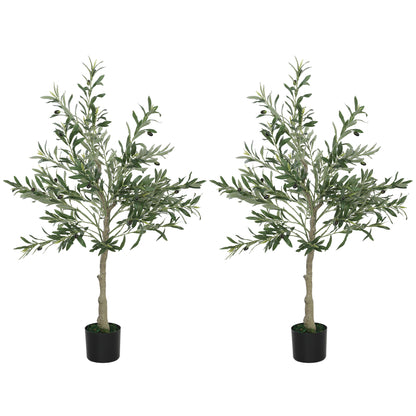 Set of Two Silk Leaf Artificial Olive Trees