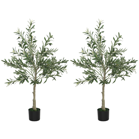 Set of Two Silk Leaf Artificial Olive Trees
