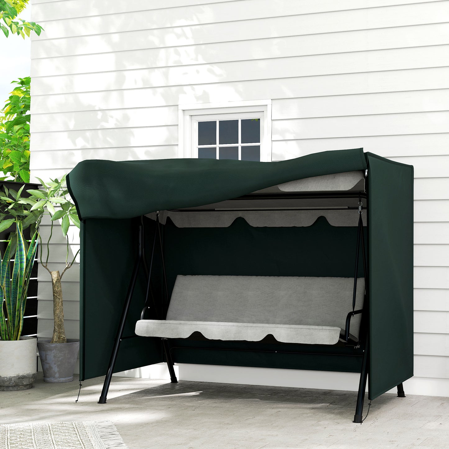 205 x 124cm Three-Seater Swing Chair Protective Cover Deep Green