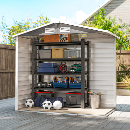 7 x 4ft Garden Shed, Easy to Assemble, Upgraded Galvanised Steel Frame with Foundation Kit, Double Doors with Lock