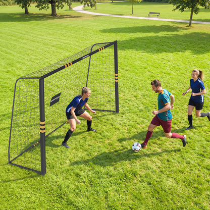 Football Goal, 10 x 6.5ft Football Net with Ground Stakes, EPE Foam Padding and Metal Frame, Easy Assembly, Yellow