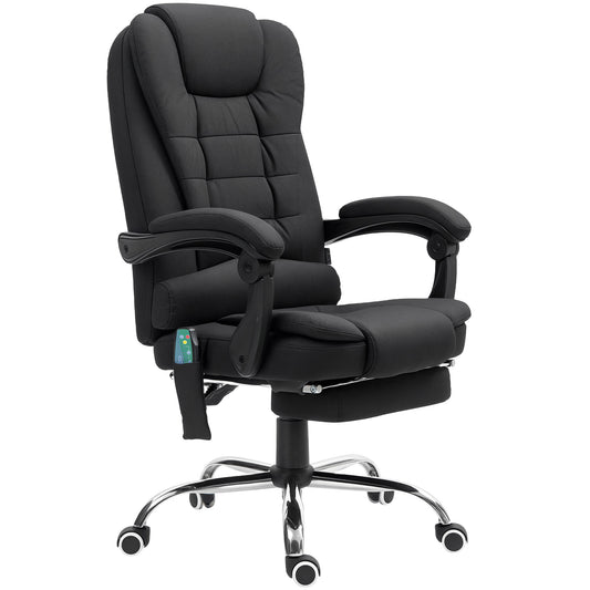 Office Chair with 6 Point Massage and Back Heat, Microfibre Desk Chair with Footrest Adjustable Height and Swivel Wheels