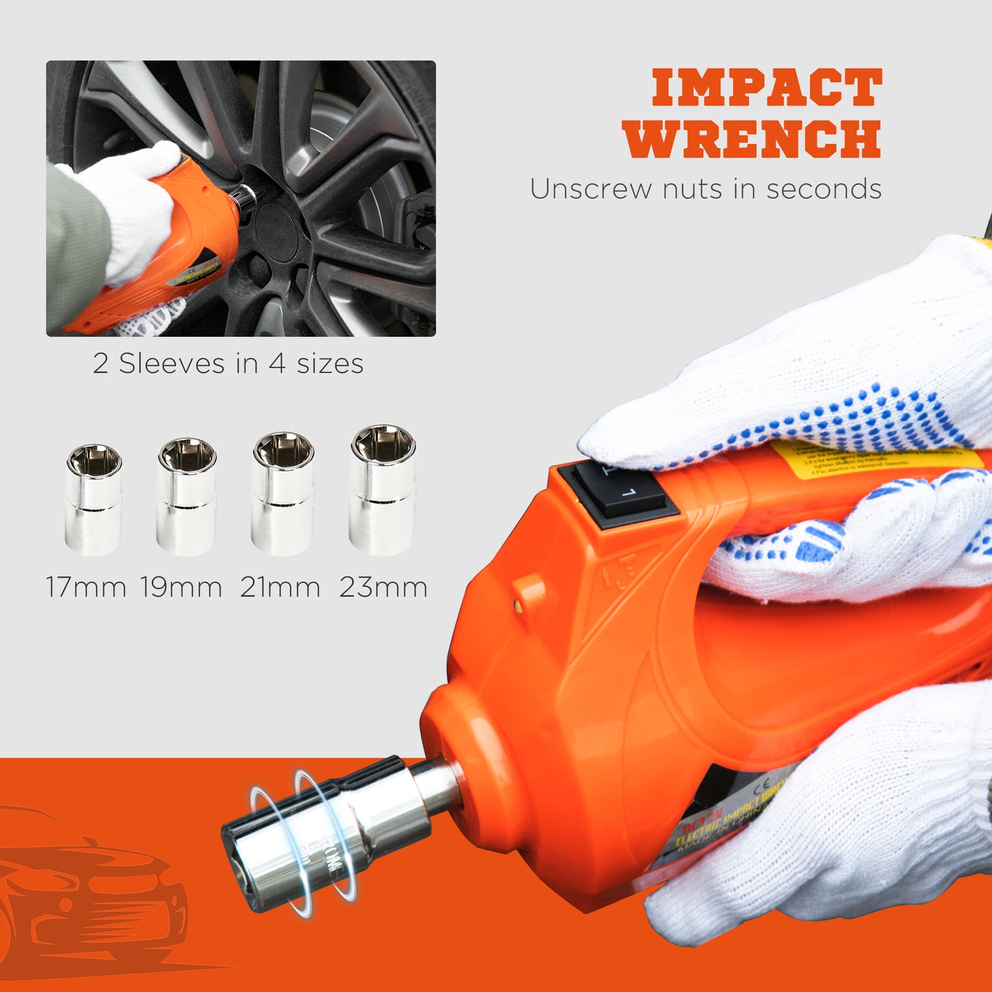 5 Ton Electric Car Jack Kit with 12V Auto Car Floor Jack, Impact Wrench, 15.5-45cm Tyre Lift Emergency Tyre Repair Kit