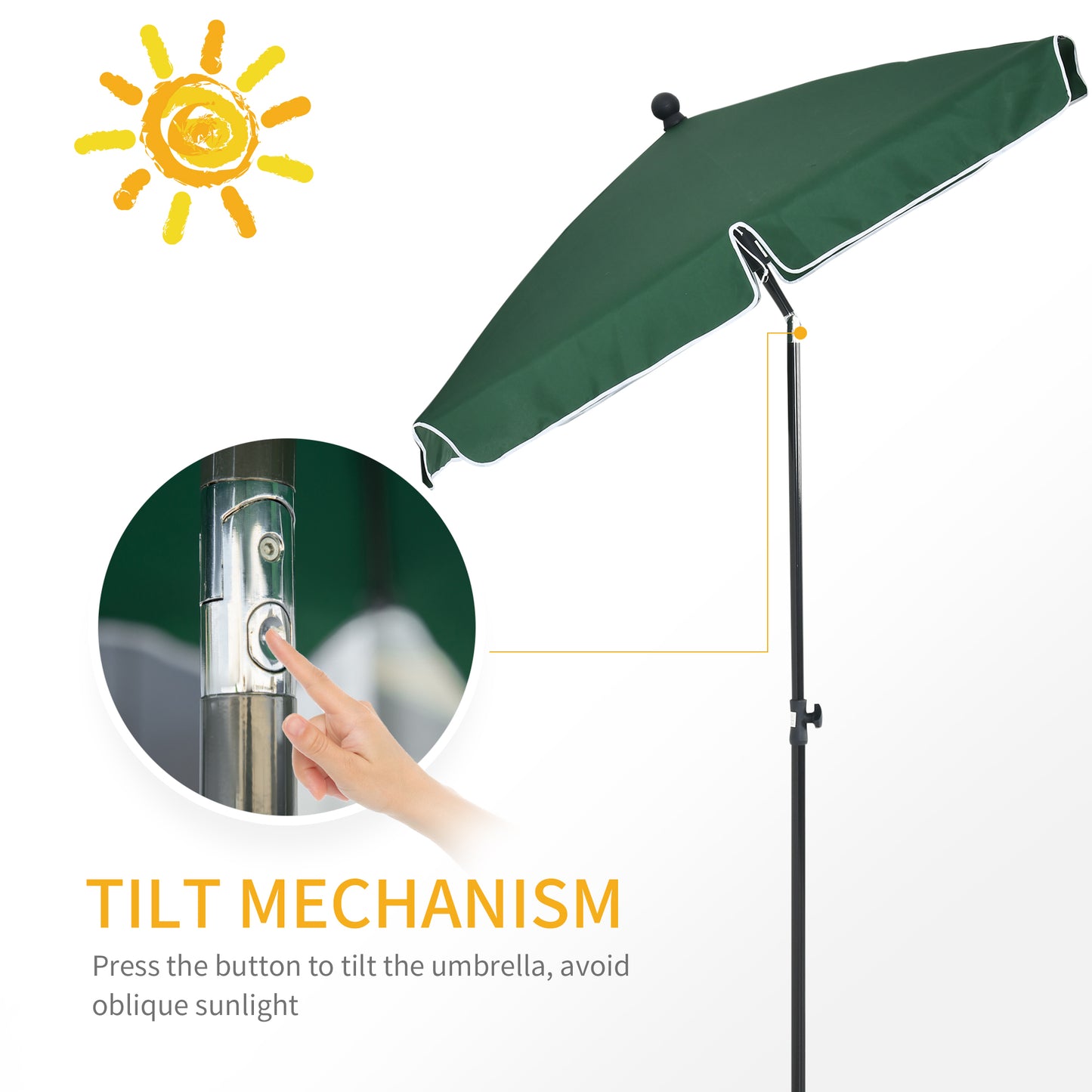 Garden Parasol Umbrella, Outdoor Market Table Umbrella with Ruffles & Aluminium Pole