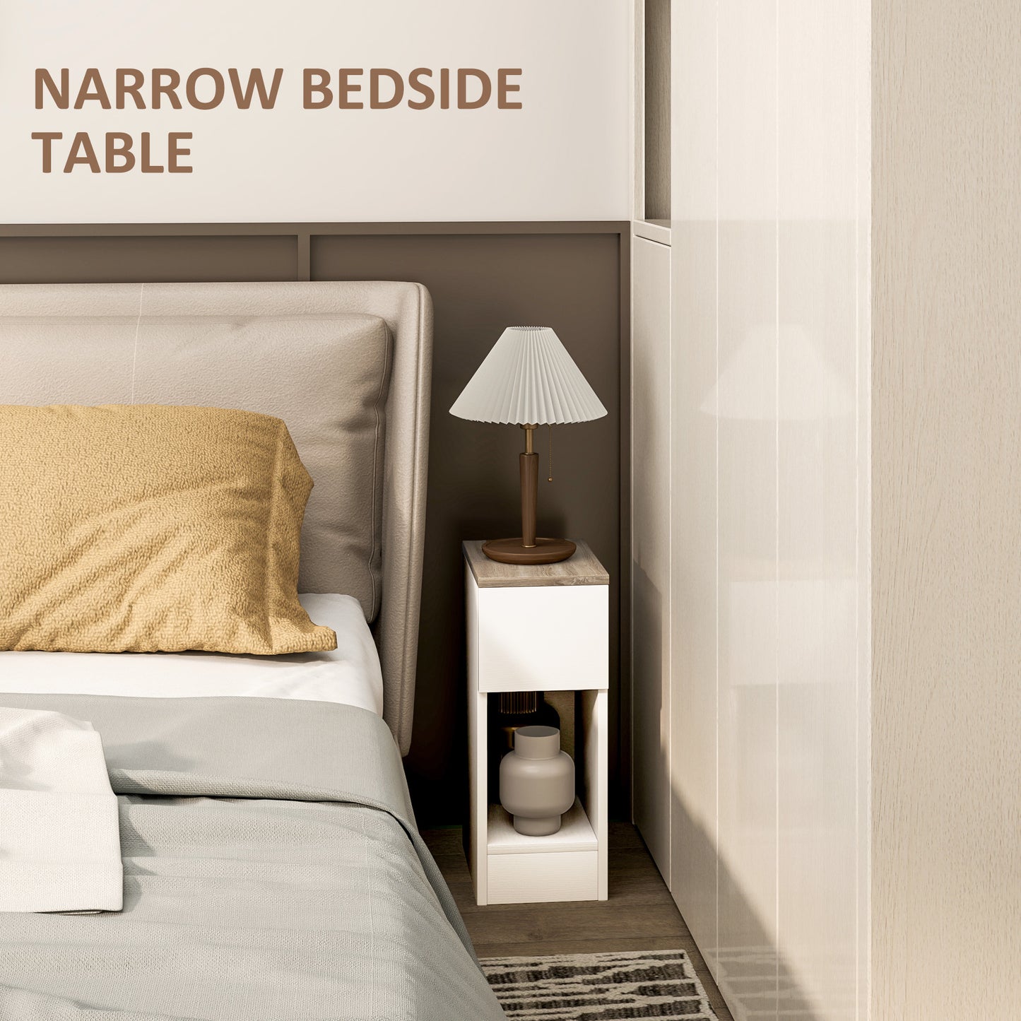 Set of Two Modern Storage Bedside Tables - Cream White