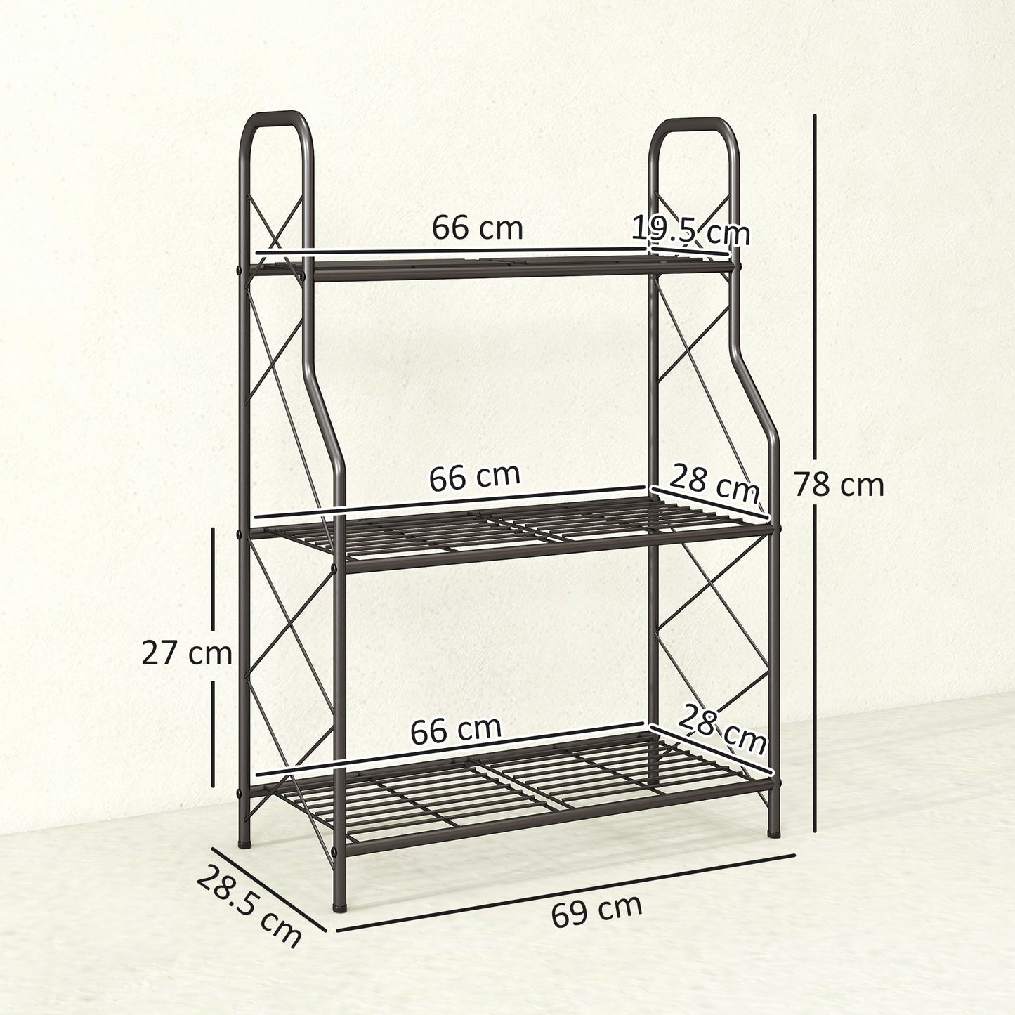 3-Tier Metal Plant Stand, Heavy Duty Ladder Shelf Potted Plants Display Rack, Indoor Outdoor Flower Pot Holder