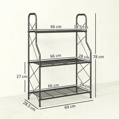 3-Tier Metal Plant Stand, Heavy Duty Ladder Shelf Potted Plants Display Rack, Indoor Outdoor Flower Pot Holder
