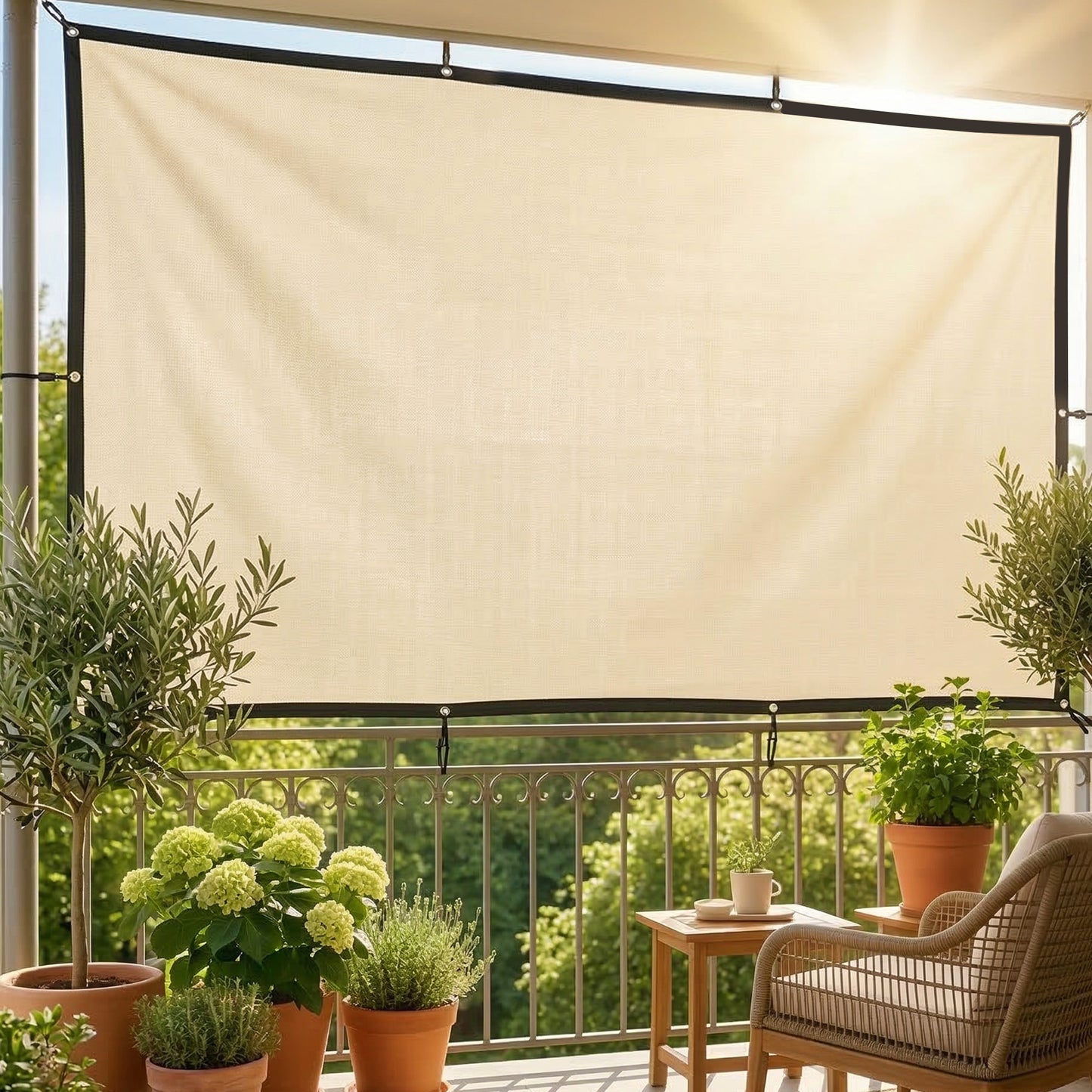 Sun Shade Sail UV Protection Canopy with Stainless Steel Eyelets for Patio Garden 2 x 3 m Beige