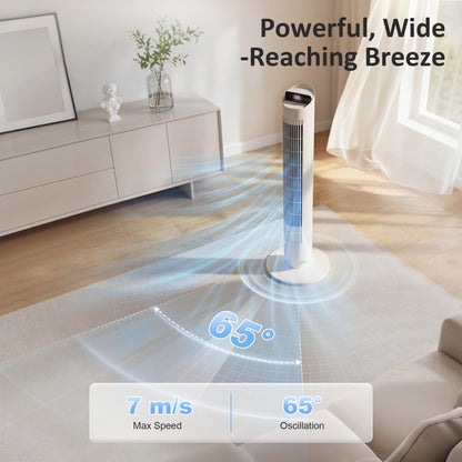 Tower Fan with WiFi App Control Standing Floor Cooling Fan Remote Control 101.8 cm White
