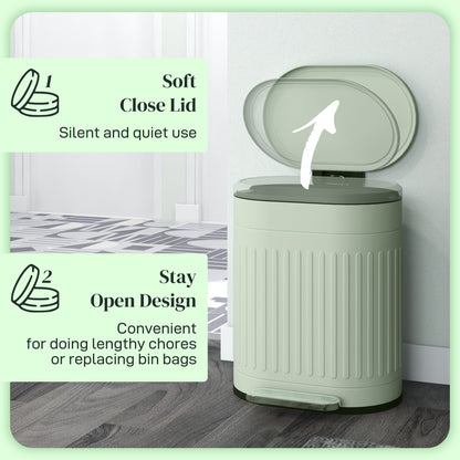 20L Metal Kitchen Bin, with Soft-Close Lid - Light Green