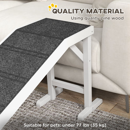 Pet Ramp for Dogs with Non-Slip Carpet and Top Platform - White & Grey