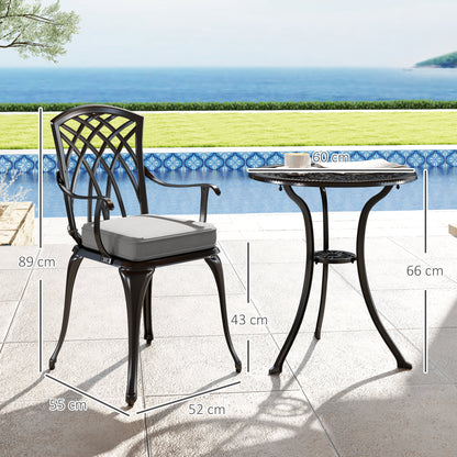 Three-Piece Cast Aluminium Bistro Set - Black