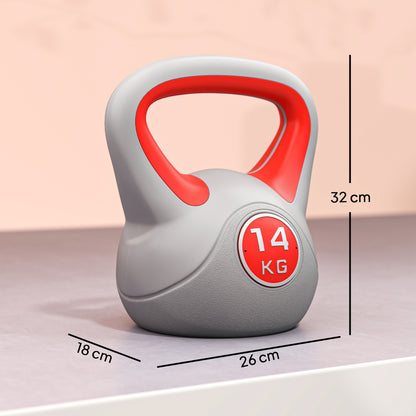 Kettlebell, 14kg Kettle Bells with Handle for Home Gym Weight Lifting and Strength Training, Red and Grey