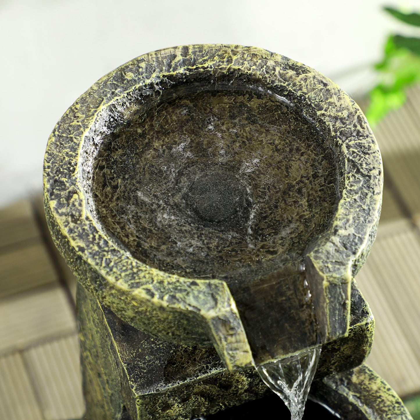 Garden Water Feature Waterfall Fountain with 4-Tier Stone Look Bowls, Adjustable Flow