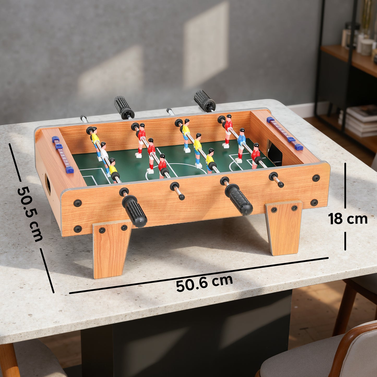 20 in Table-top Football Table with Stainless Steel Rods, Compact Foosball Table for Kids and Adults