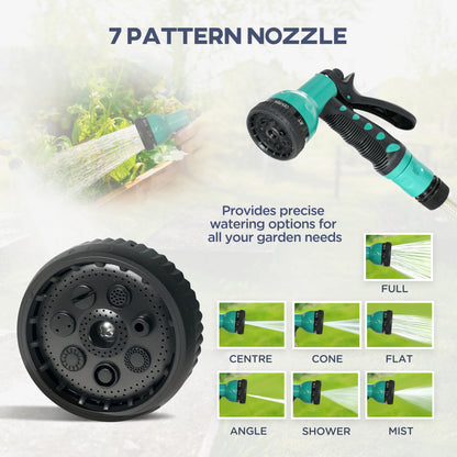 Retractable Hose Reel Wall Mounted, 30+2m Garden Hose Pipe Reel with Lock, Auto Rewind, 7 in 1 Spray Nozzle