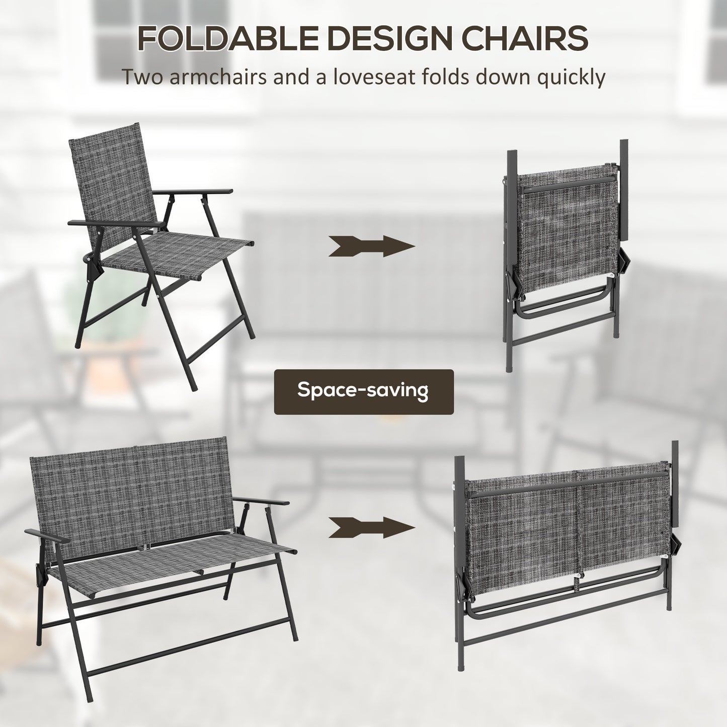 Four-Piece Metal Garden Sofa Set - Mixed Grey