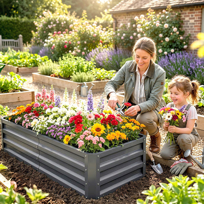 Rectangle Raised Garden Bed Box with Weatherized Steel Frame for Vegetables, Flowers, & Herbs, 120 cm x 60 cm x 30.5 cm
