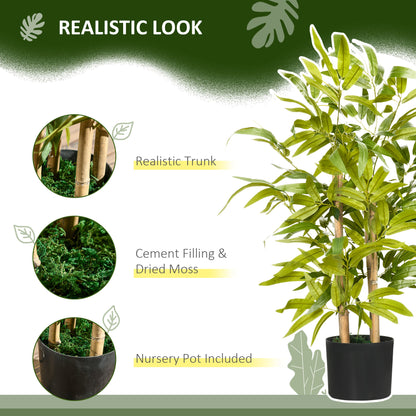 Artificial Plants Bamboo Tree in Pot Desk Fake Plants for Home Indoor Decor, 15x15x60cm, Green